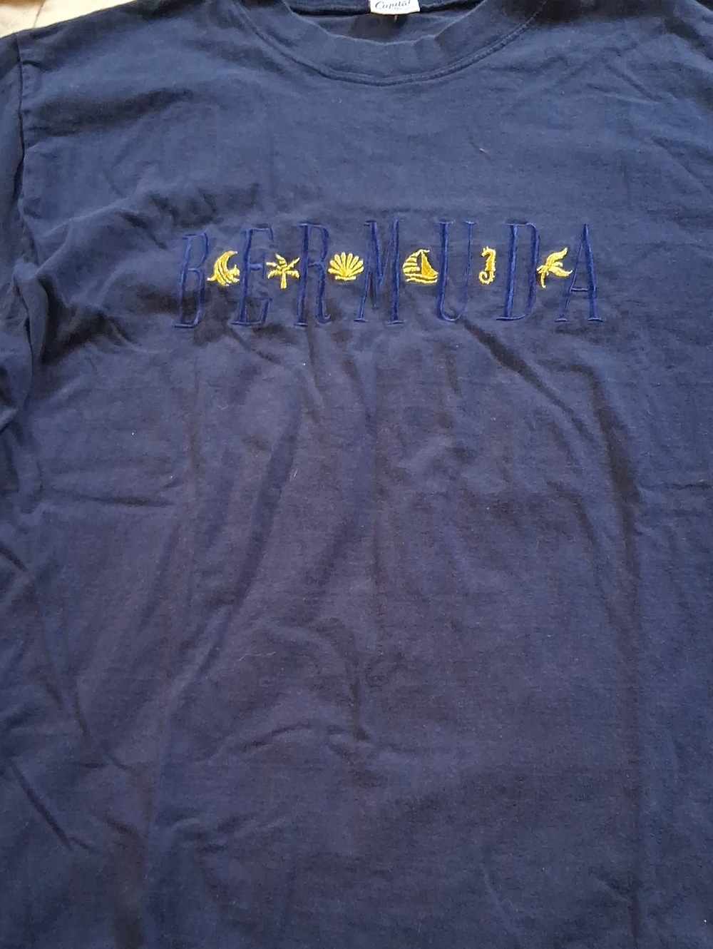 Bermuda Embroidered Short Sleeve Tee - Navy